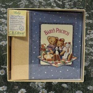 Vintage Blue Jean teddy bear photo journal album 2002 baby shower gift